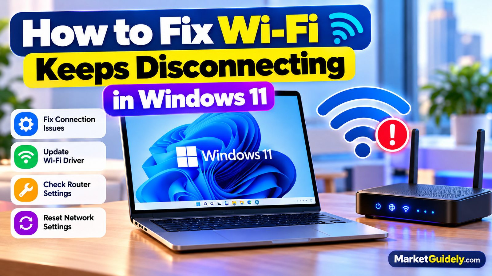 How to fix Wi-Fi keeps disconnecting in Windows 11 on a laptop with a Wi-Fi router