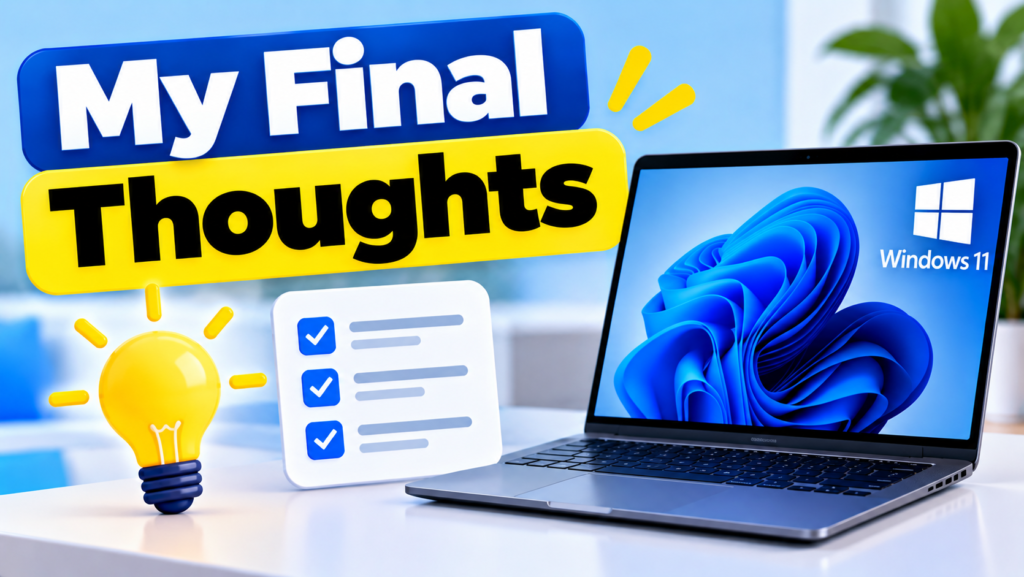 Windows 11 laptop with a troubleshooting checklist and lightbulb representing final tips for fixing Bluetooth problems.